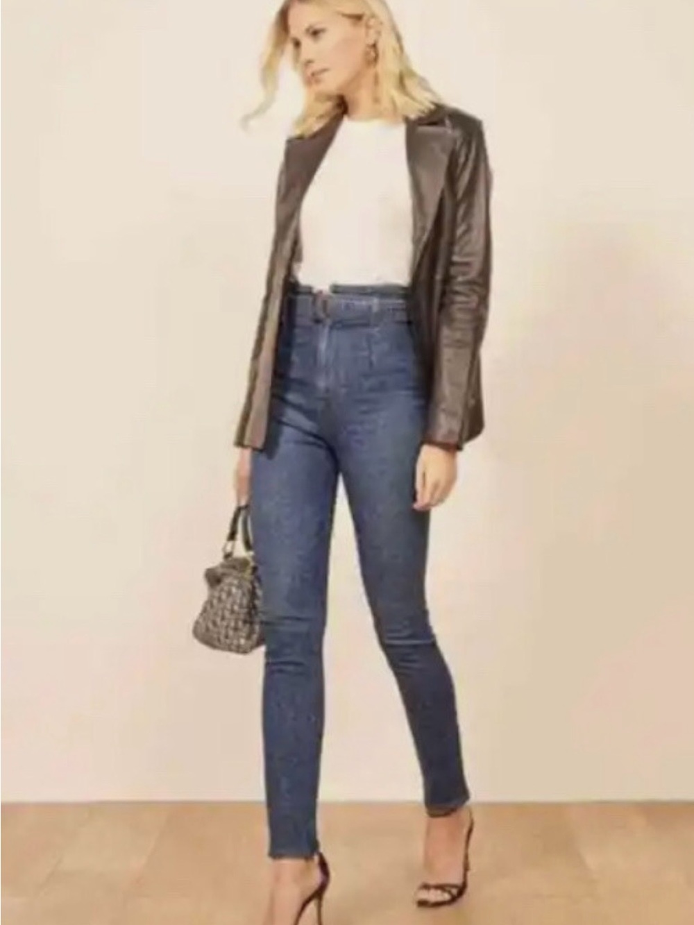 Reformation Kayo High-Rise Skinny Jeans in Dark Blue Denim